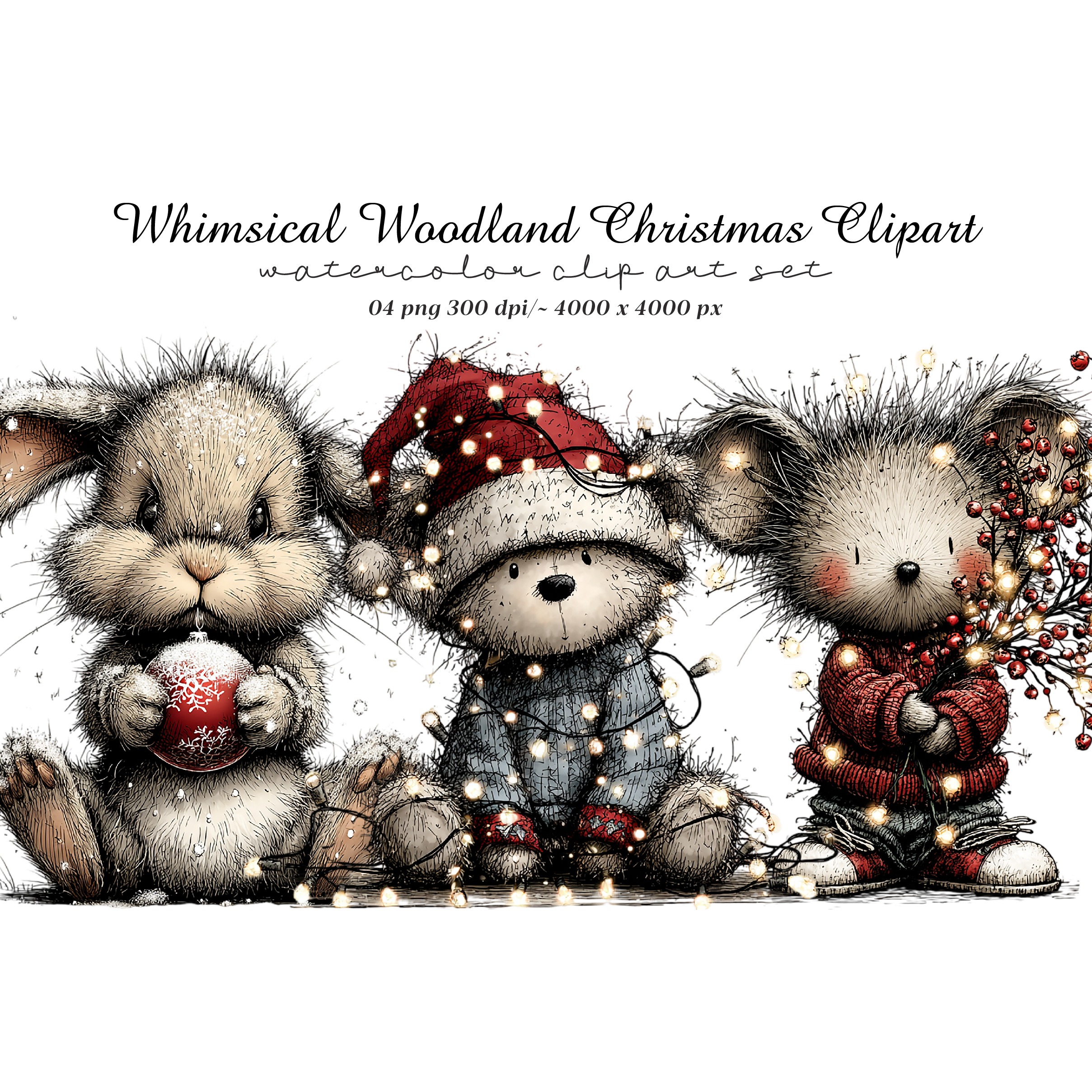 Whimsical Woodland Christmas Clipart (2)
