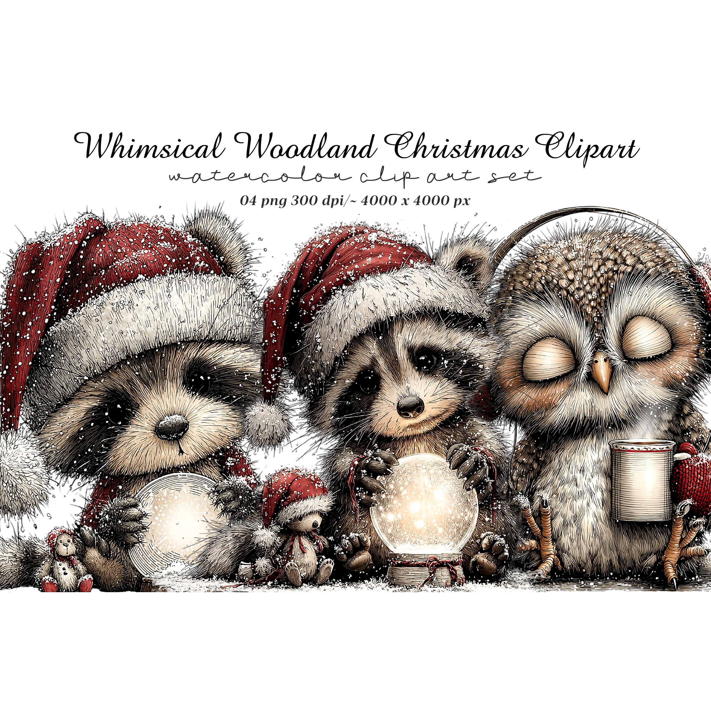 Whimsical Woodland Christmas Clipart (3)