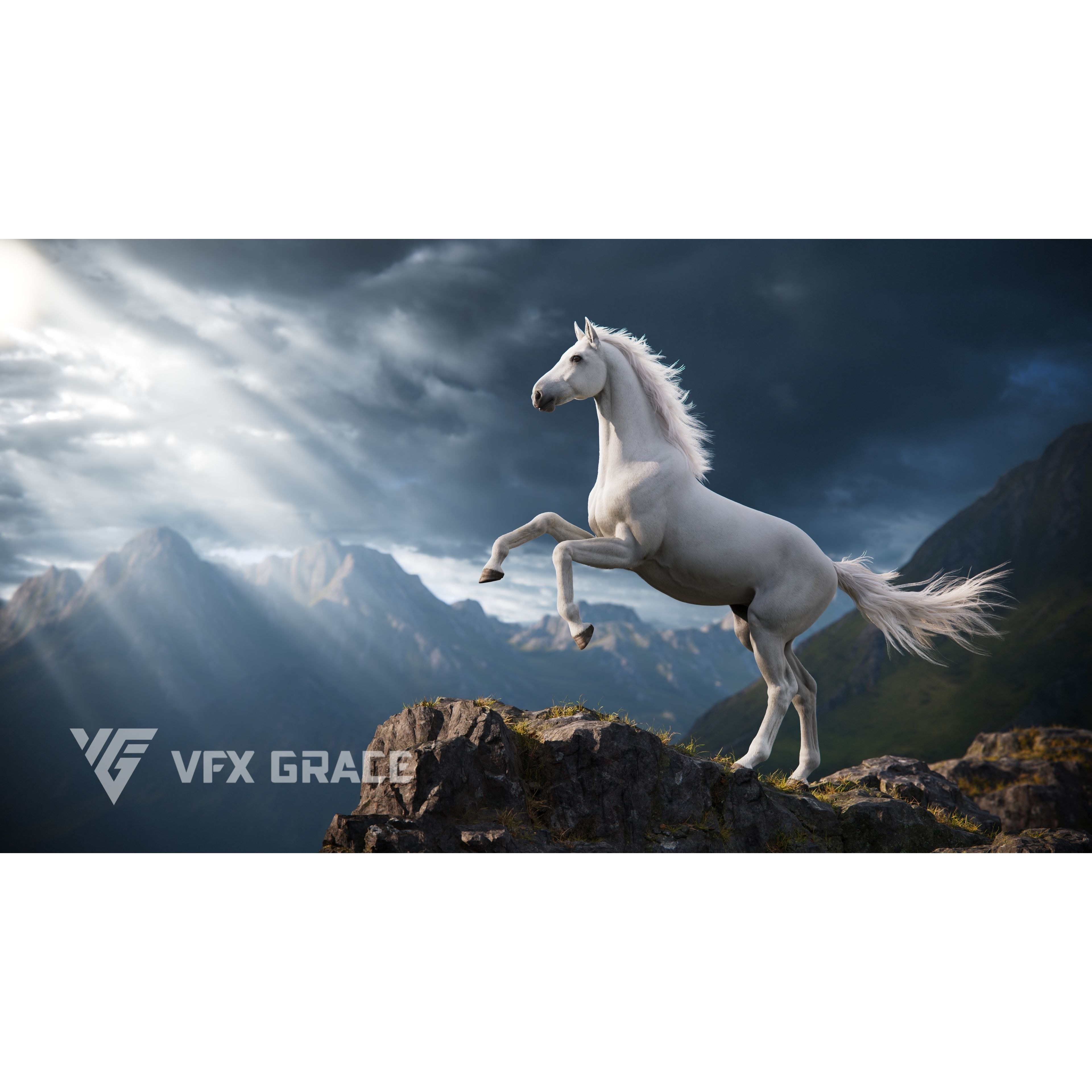 White Horse Animation VFX Grace 3D model 6