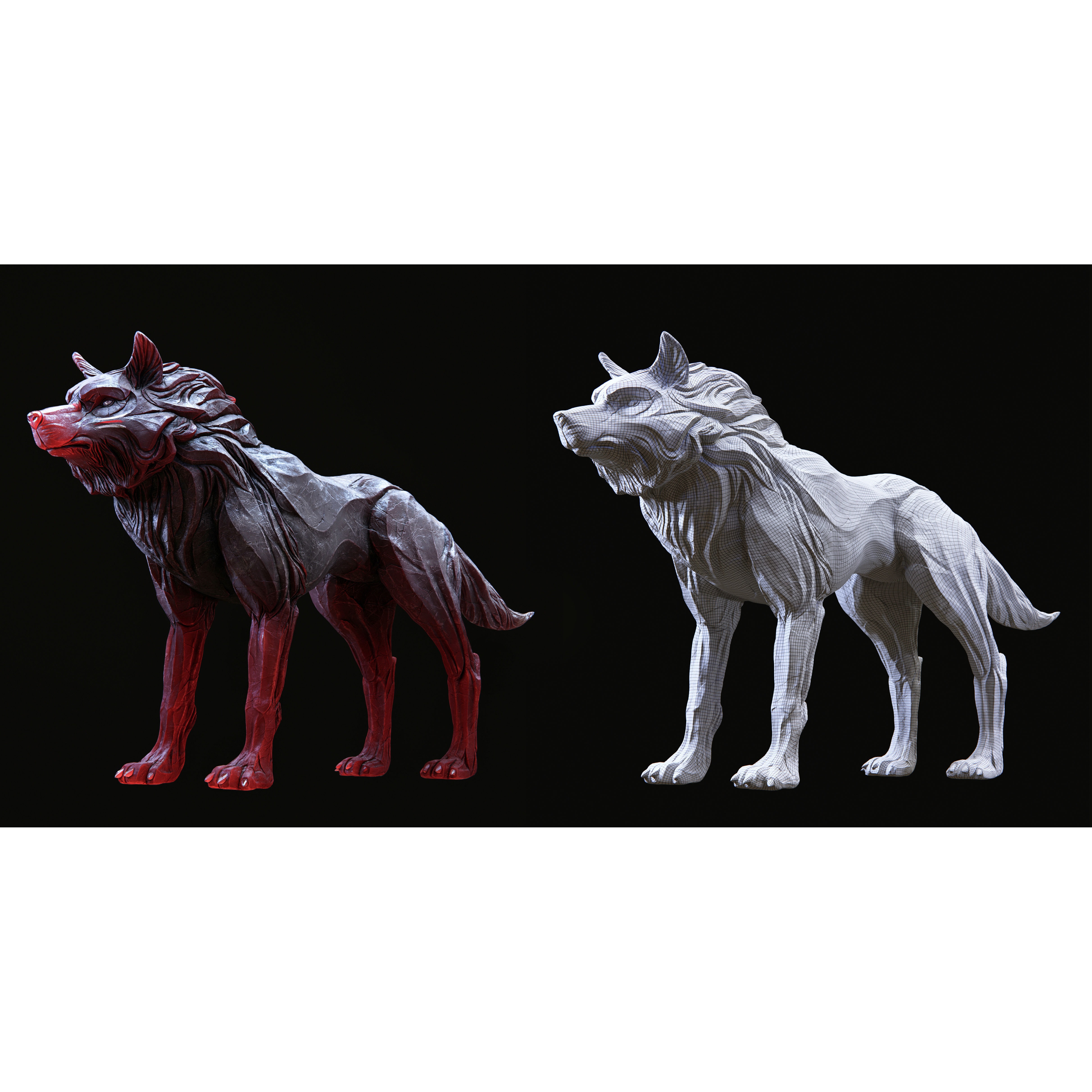 Wolf shaman PBR lowpoly Low-poly 3D model 10