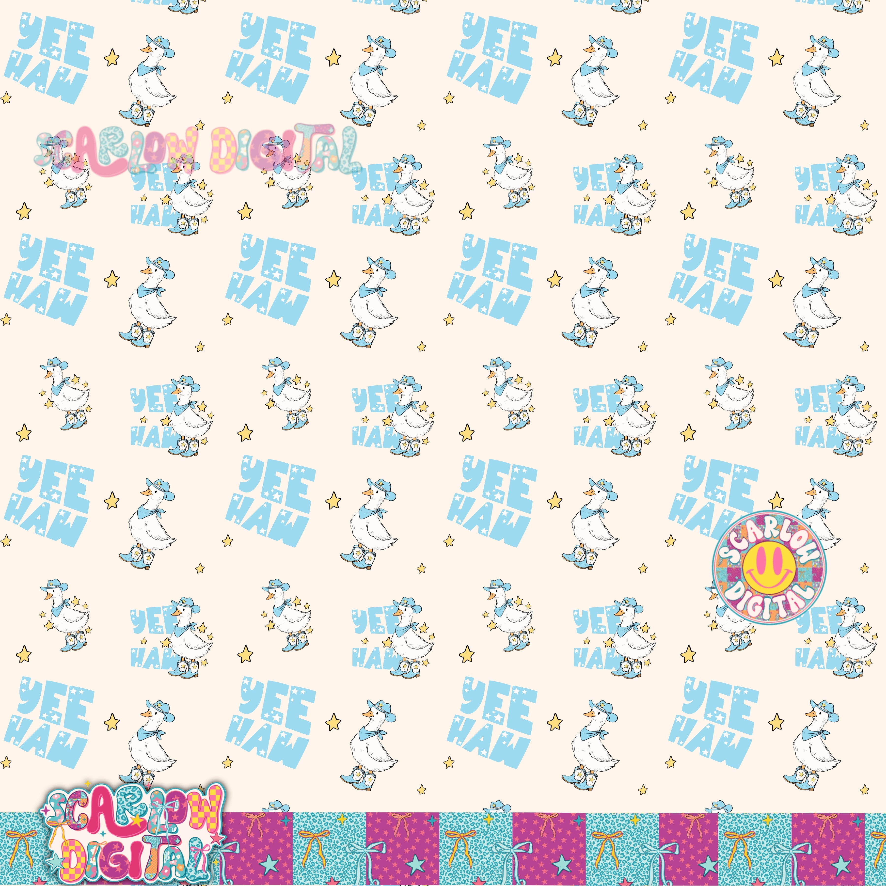 Yeehaw Goose in Blue Seamless Pattern Digital Design 3