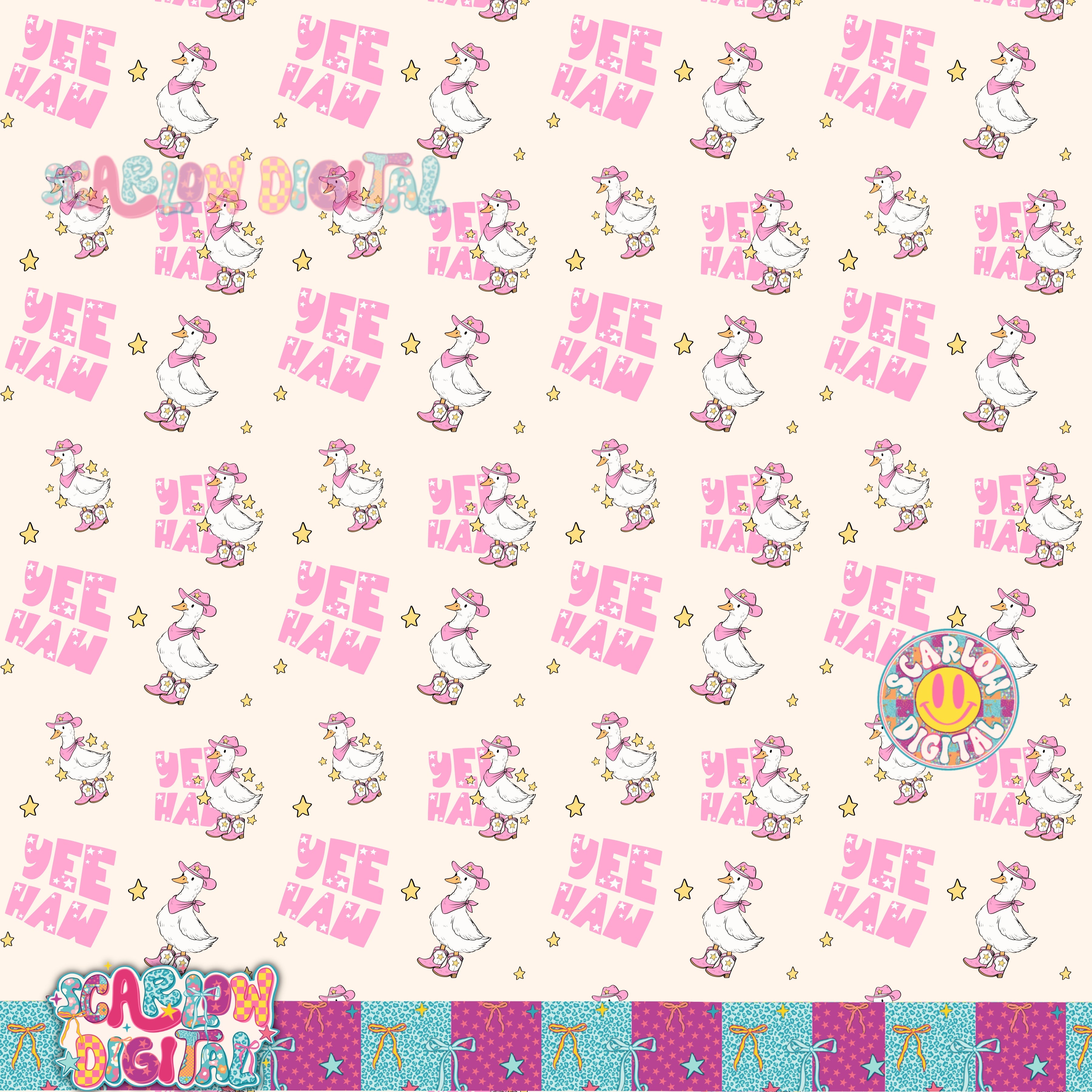 Yeehaw Goose in Pink Seamless Pattern Digital Design 3
